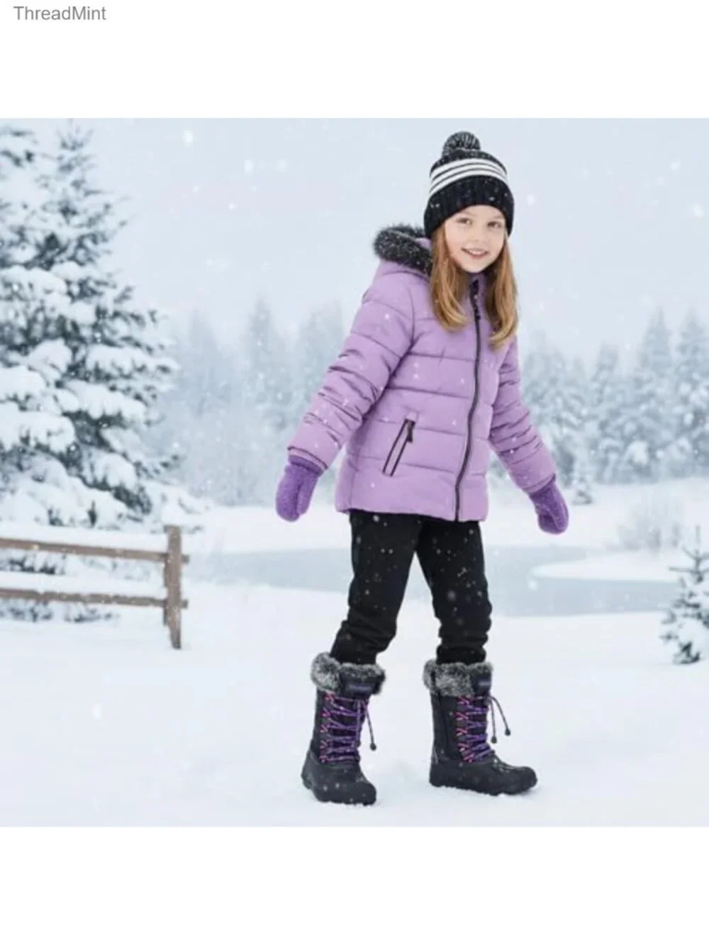 Kids Winter Snow Boots Waterproof Synthetic Insulated -25°F Adjustable